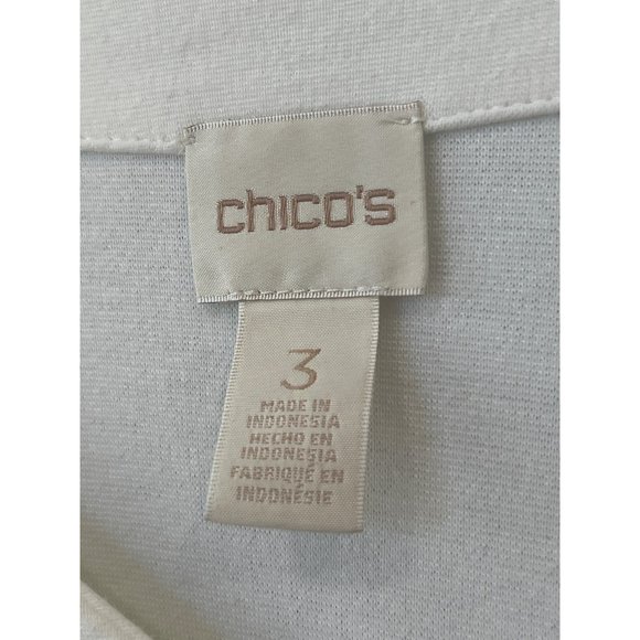 Chico's Ecru Lace Flare Bell Sleeve Blouse Womens 3 V-Neck White Rayon Blend - Picture 5 of 10